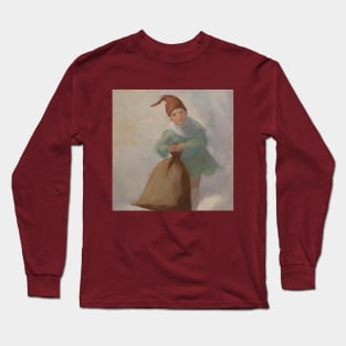 Christmas cute elf with a bag of presents Long Sleeve T-Shirt